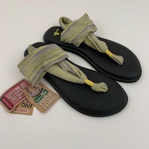 Sanuk Yellow Gray Striped Yoga Mat Sling Sandals